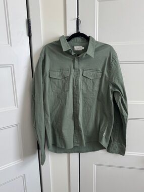 Onia All Terrain Stretch-Ripstop Long Sleeve Overshirt in Sea Moss